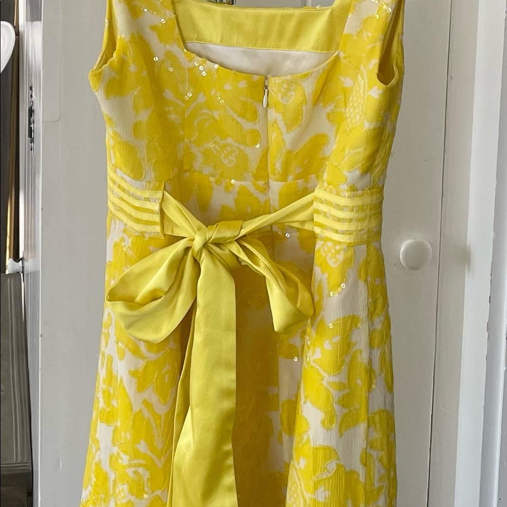 Classic Alice + Olivia yellow sequin dress